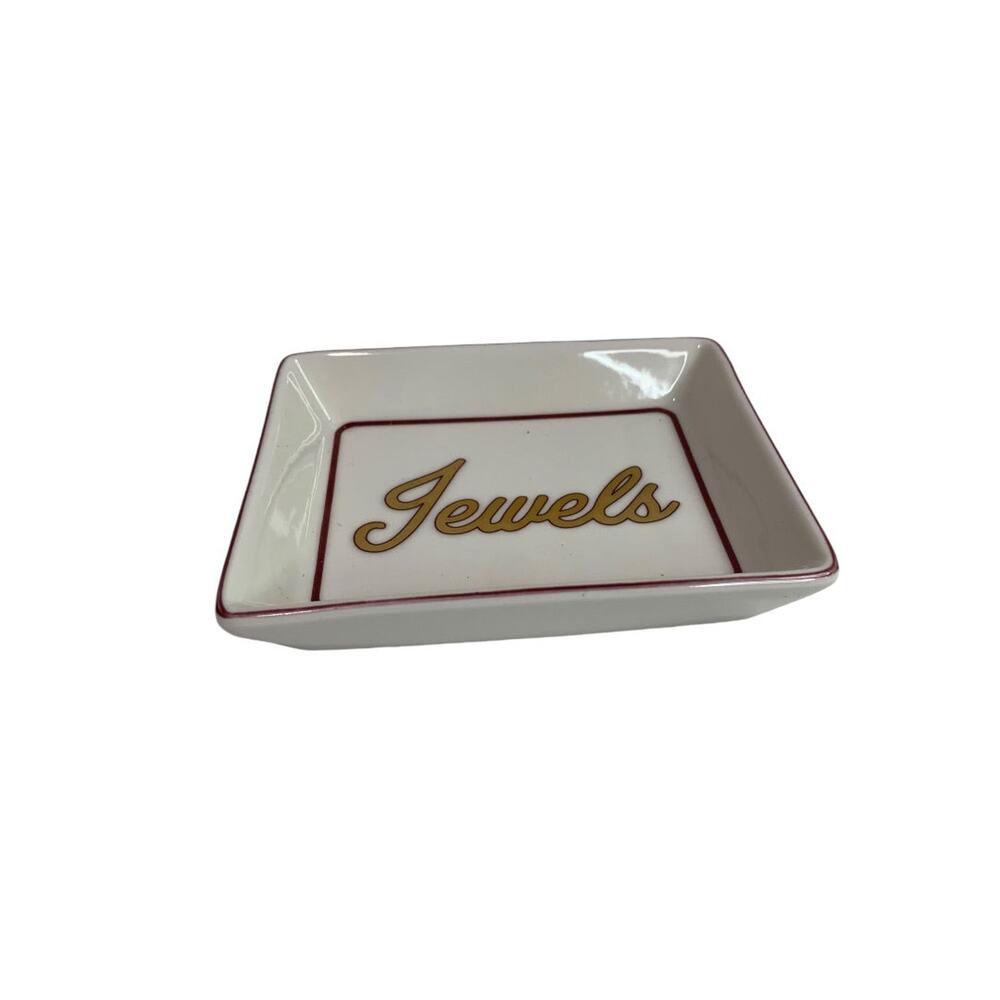 I Godinger & Co Jewels White Trinket Dish Jewelry Holder 4.25 x‎ 5.5 Inches